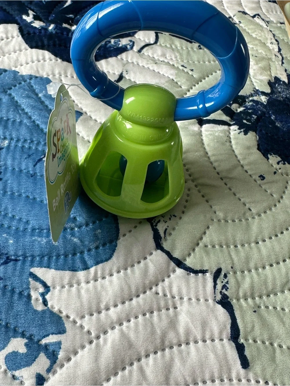 HappyPaci Silicone Pacifiers (0-6m) with Green & Blue Rattle Toy
